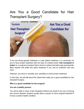Are You a Good Candidate for Hair Transplant Surgery?
