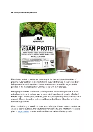 What is plant based protein ?