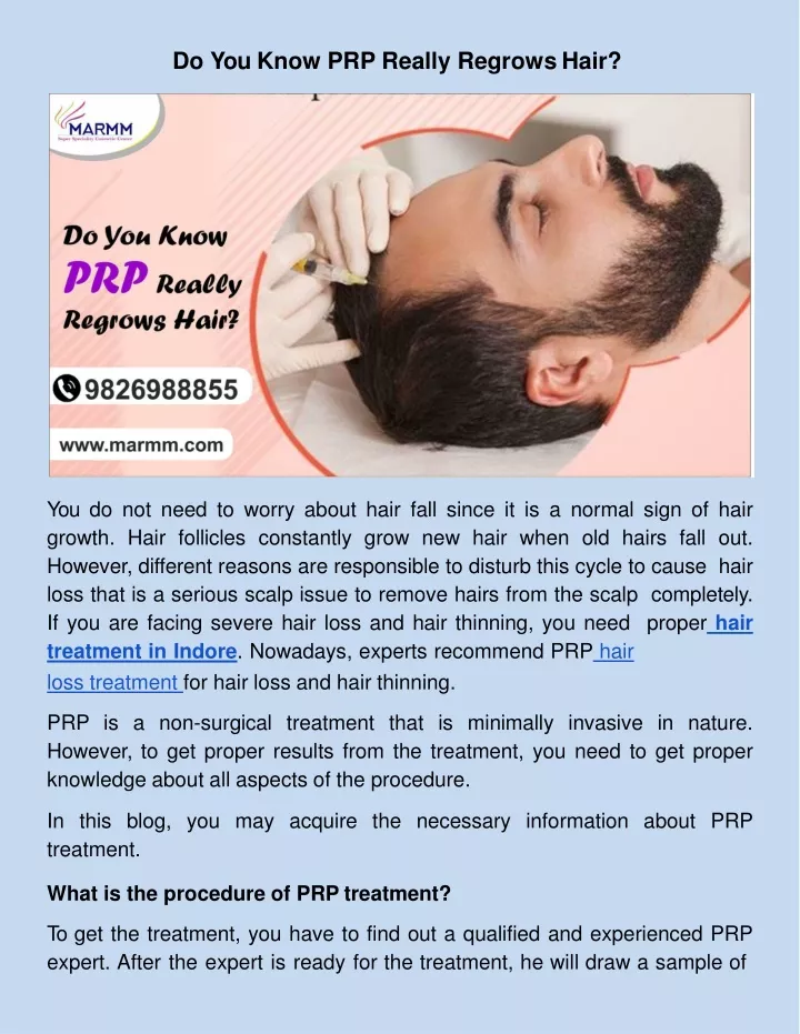 do you know prp really regrows hair