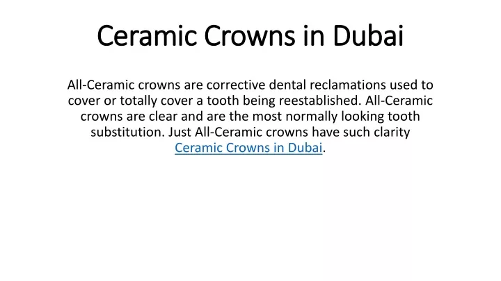 ceramic crowns in dubai