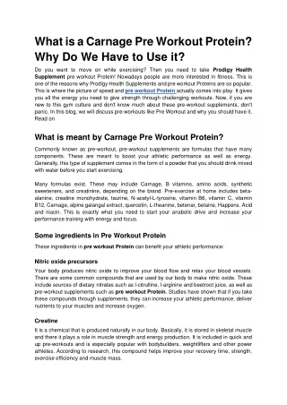 what is a carnage pre workout protein