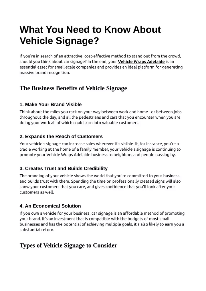 what you need to know about vehicle signage