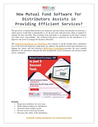 how mutual fund software for distributors assists
