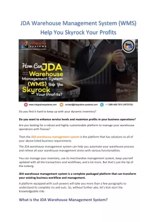 jda warehouse management system wms help