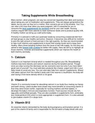 Best supplements for lactation