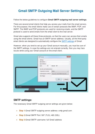 Configuration Of Gmail SMTP Outgoing Mail Server Settings