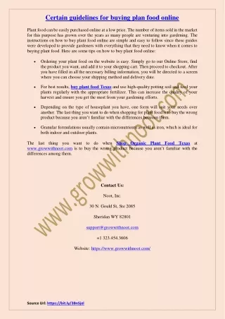 certain guidelines for buying plan food online