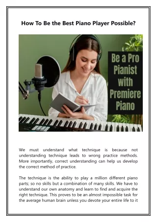 How To Be the Best Piano Player Possible