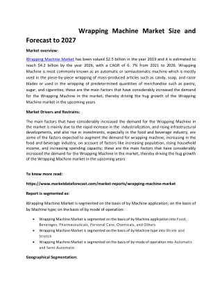 wrapping machine market size and forecast to 2027