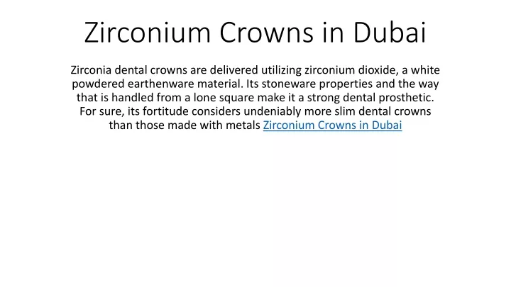 zirconium crowns in dubai