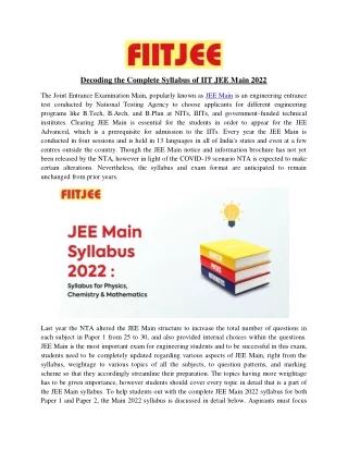 decoding the complete syllabus of iit jee main