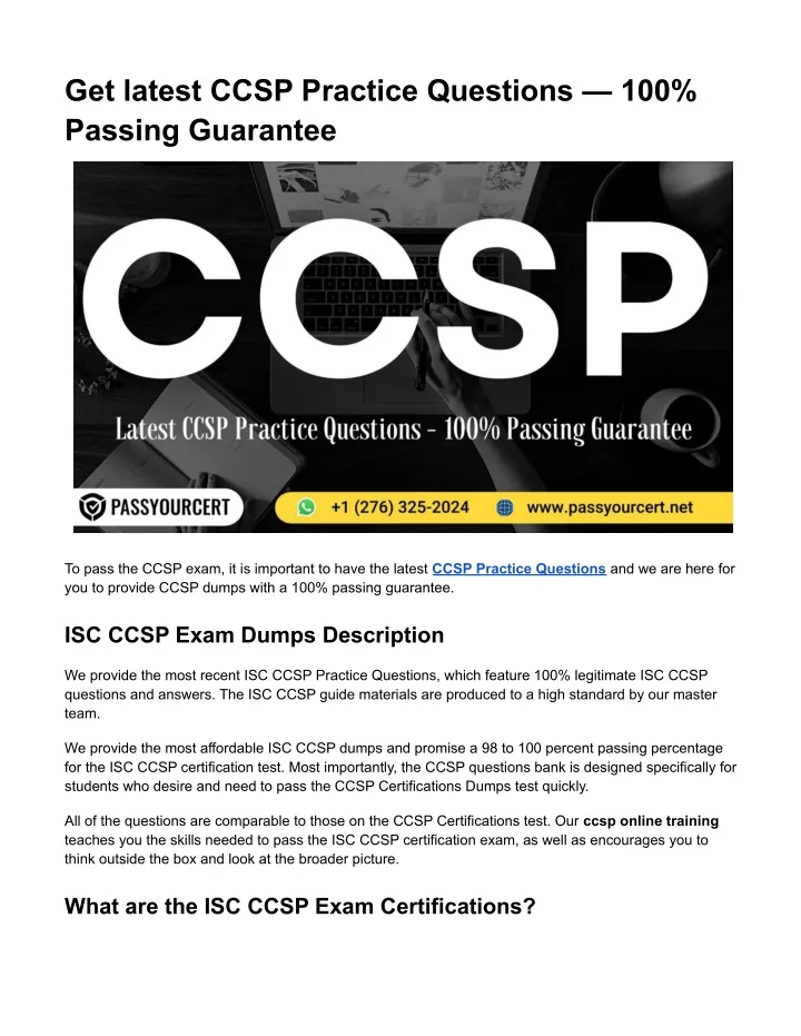 get latest ccsp practice questions 100 passing