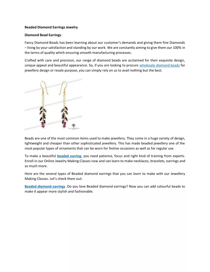 beaded diamond earrings jewelry