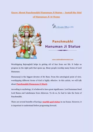 know about panchmukhi hanuman ji statue install