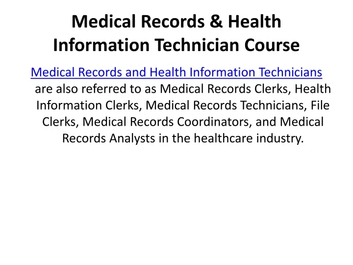 medical records health information technician course