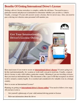 Benefits Of Getting International Driver’s License