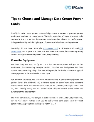 tips to choose and manage data center power cords