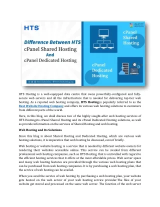 hts hosting is a well equipped data centre that
