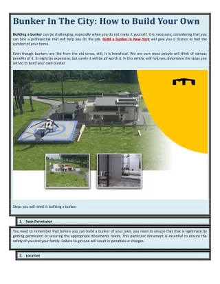 bunker in the city how to build your own