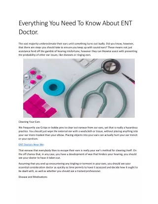 Everything You Need To Know About ENT Doctor