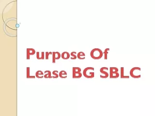 purpose of lease bg sblc