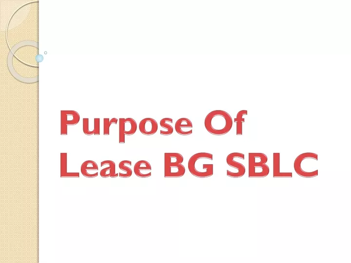 purpose of lease bg sblc