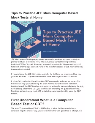 tips to practice jee main computer based mock