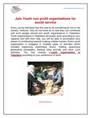 Join Youth non profit organisations for social service