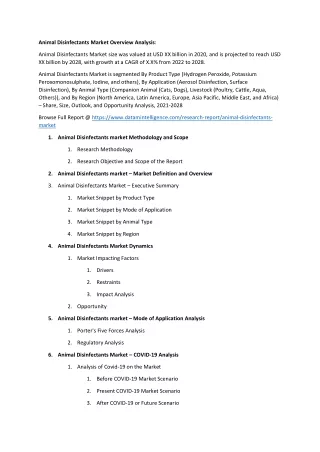 animal disinfectants market overview analysis