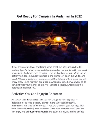 get ready for camping in andaman in 2022