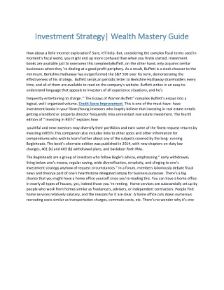 Investment Strategy Wealth Mastery Guide