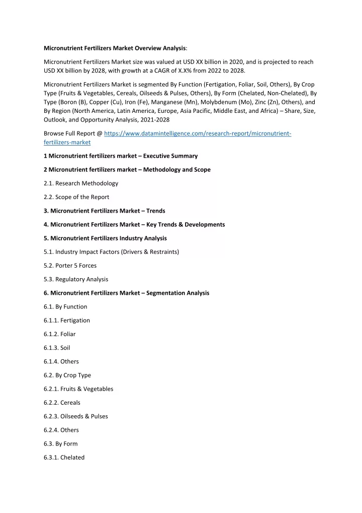 micronutrient fertilizers market overview analysis