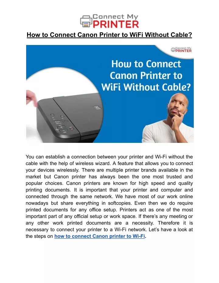 how to connect canon printer to wifi without cable