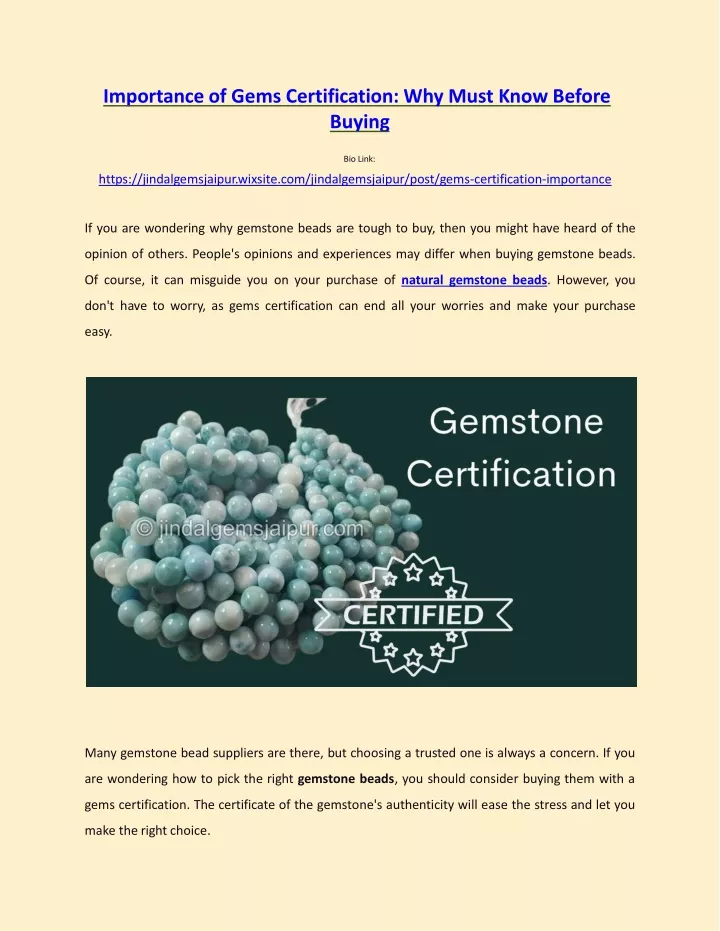 importance of gems certification why must know