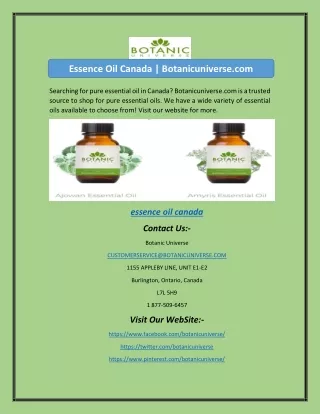 essence oil canada botanicuniverse com