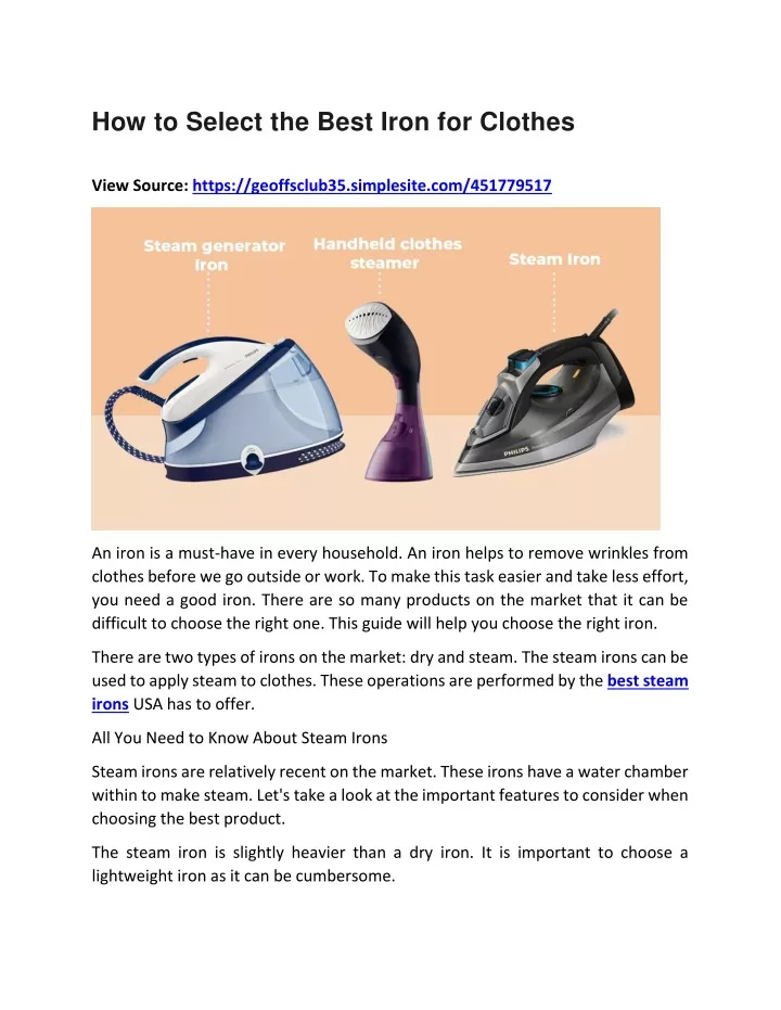 how to select the best iron for clothes