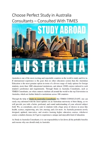 choose perfect study in australia consultants