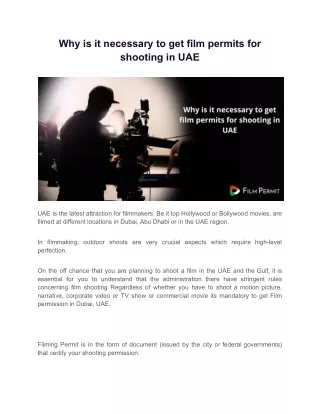 Why is it necessary to get film permits for shooting in UAE