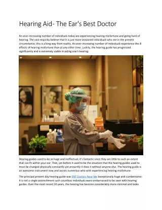 Hearing Aid - The Ear's Best Doctor