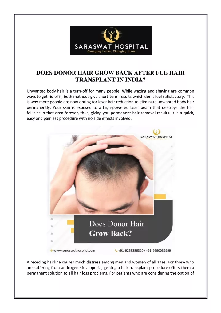 does donor hair grow back after fue hair