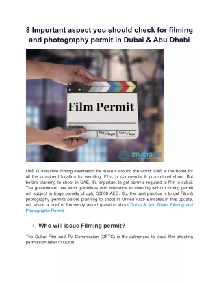 8 Important aspect you should check for filming and photography permit in Dubai & Abu Dhabi