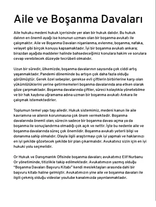 Aile ve Boşanma Davaları