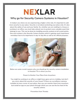 why go for security camera systems in houston
