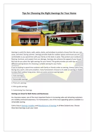 tips for choosing the right awnings for your home