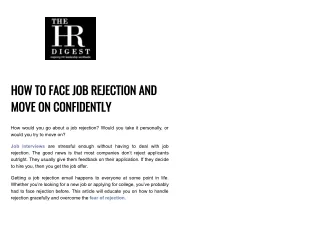 how to face job rejection and move on confidently