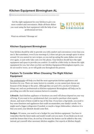 Kitchen Equipment Birmingham