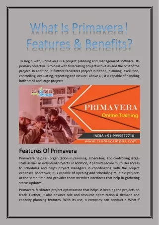 to begin with primavera is a project planning