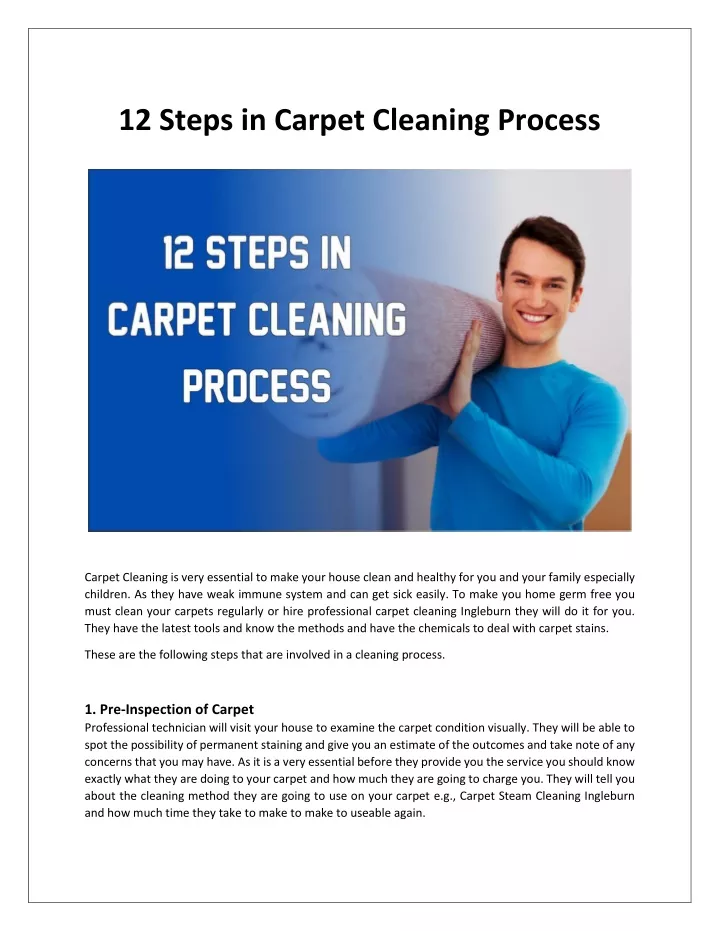 12 steps in carpet cleaning process