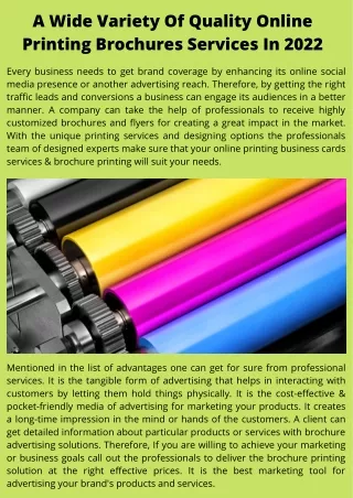 a wide variety of quality online printing