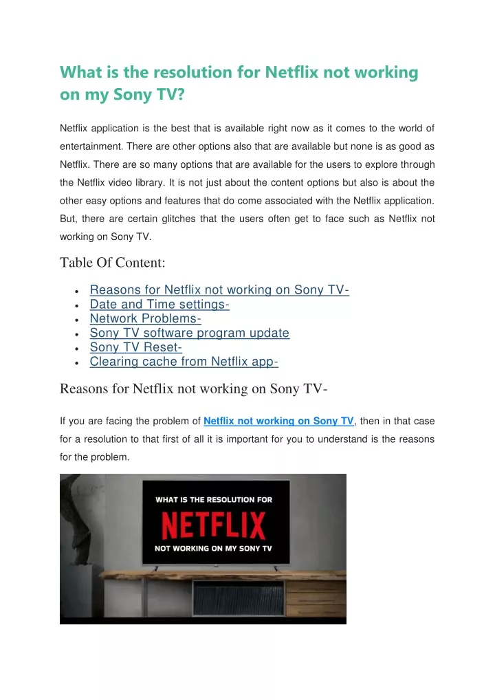 what is the resolution for netflix not working
